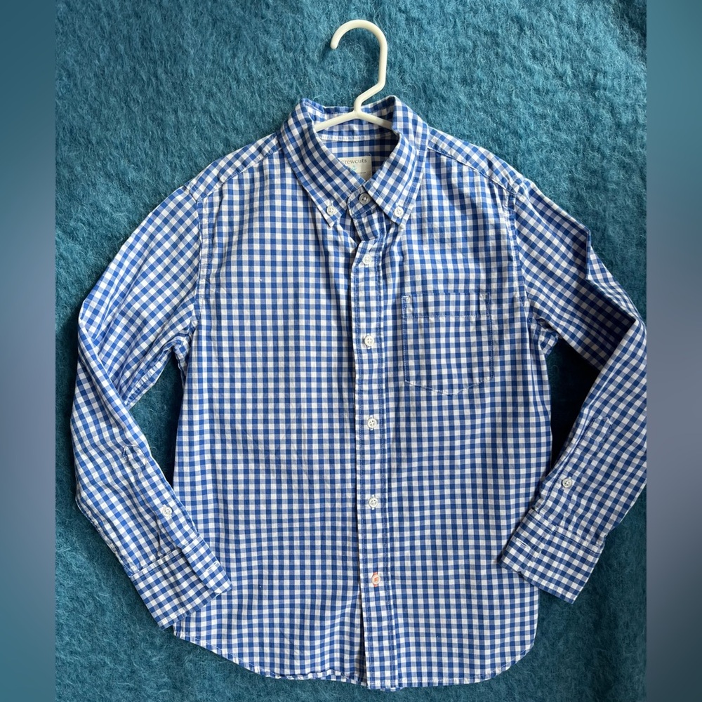 Crewcuts Blue and White Gingham Button down Shirt size 8